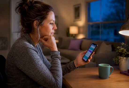 Caregiver reviewing smart safety alerts