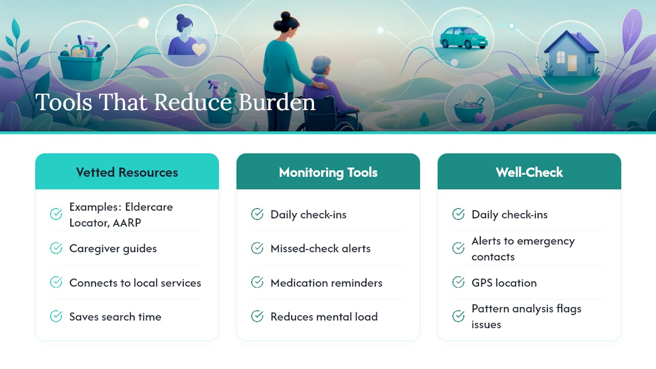 What Resources and Tools Actually Reduce Caregiver Burden? — overview diagram