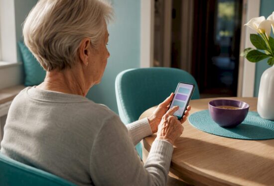 Older adult completing a daily safety check-in