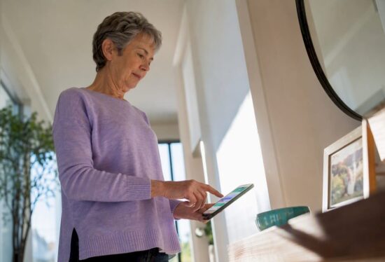 Older adult completing a wellness check