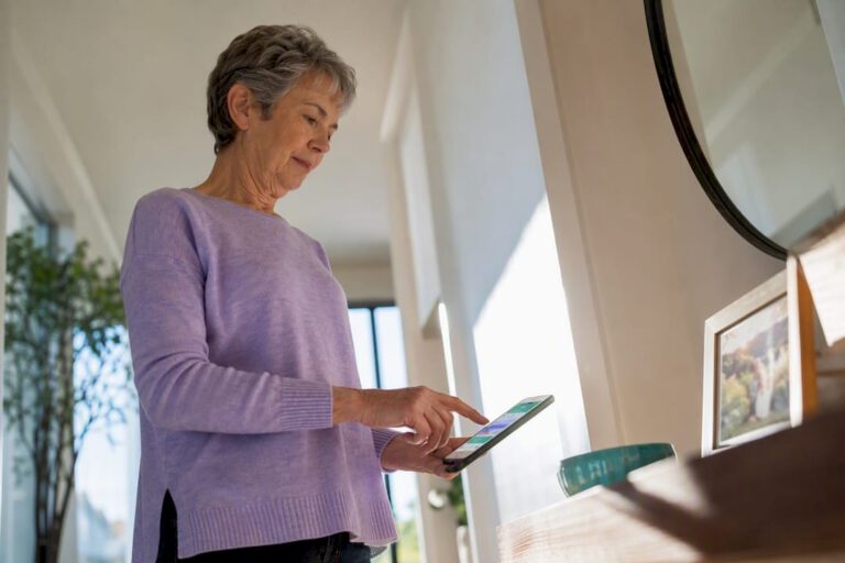 Older adult completing a wellness check