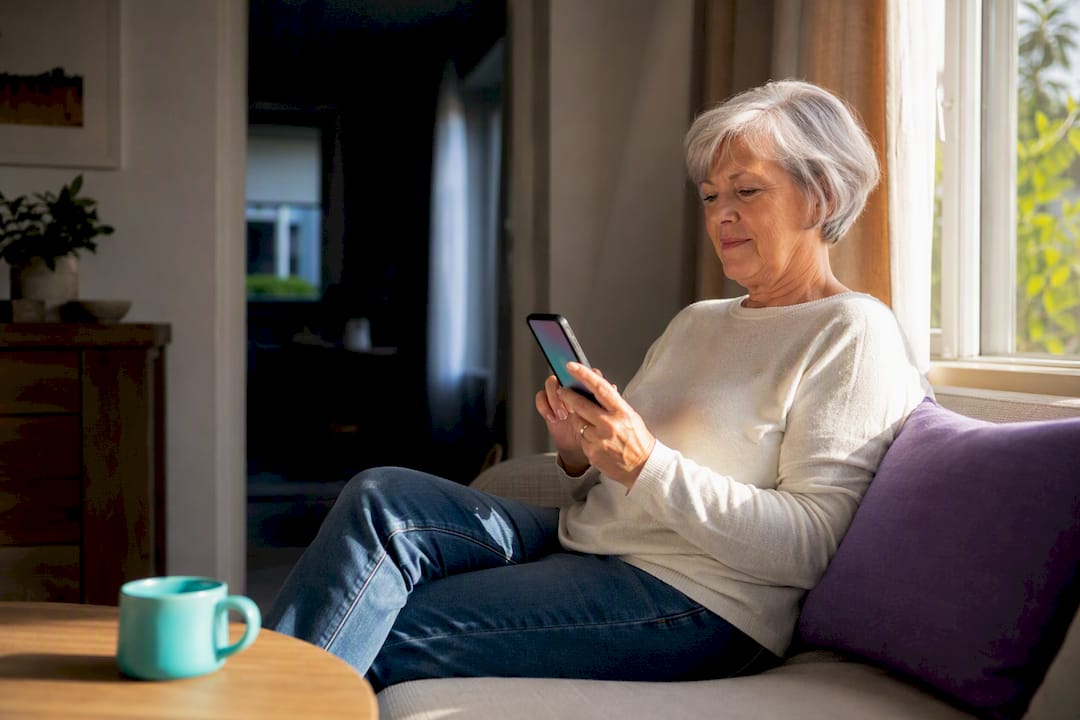 Older adult completing a daily safety check-in