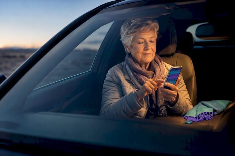 Older adult confirming a daily safety check-in