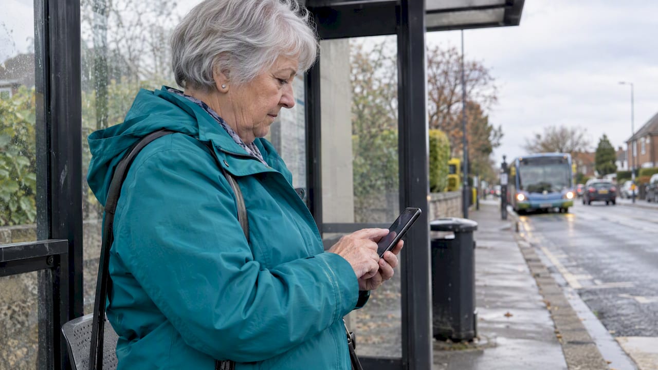 Older woman sharing her location before an outing