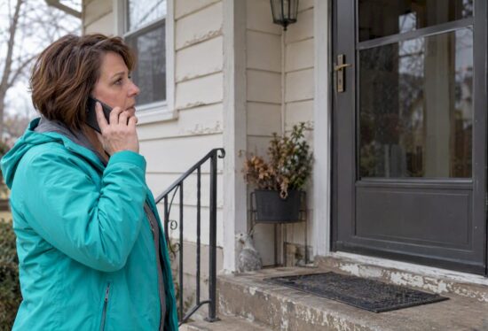 Family member calling from a relative’s doorstep