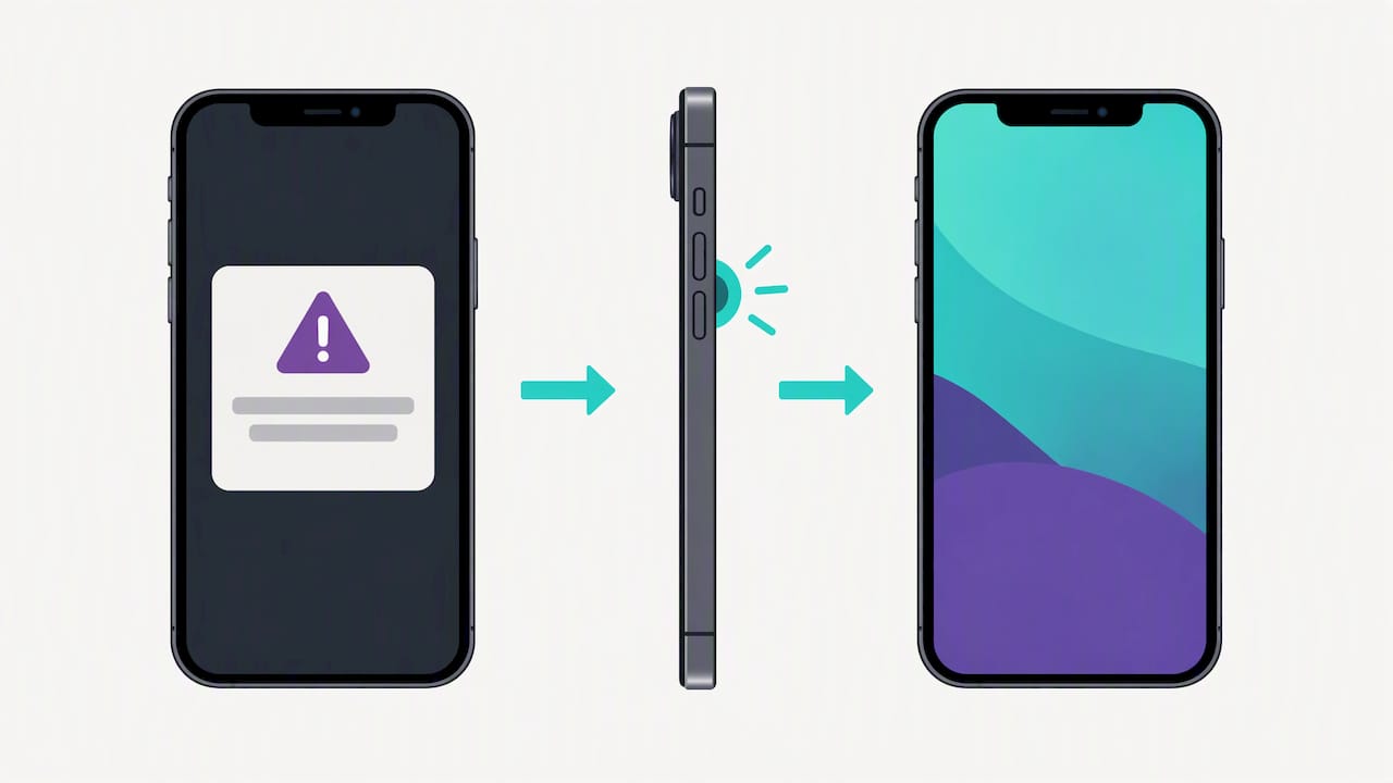 Illustration of an iPhone alert clearing after restart