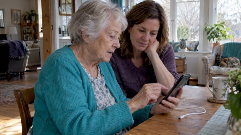 Older adult reviewing Android battery settings