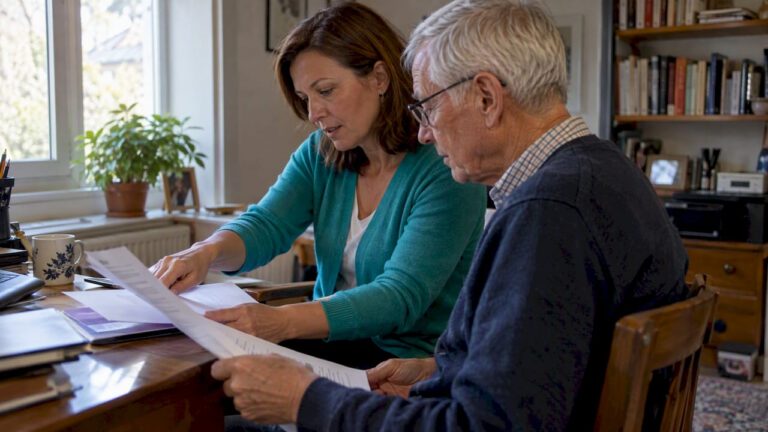 Daughter and father prepare emergency information