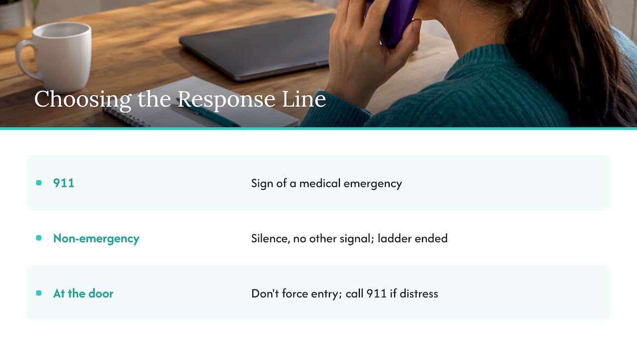 When to call 911 and when to request a welfare check — overview diagram